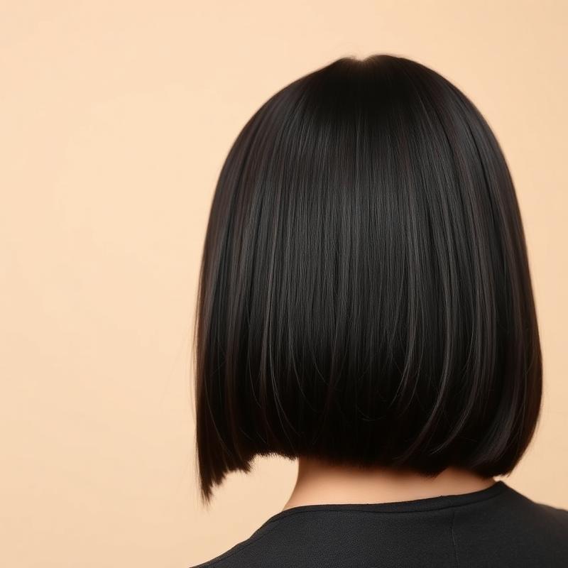 Sleek blunt bob haircut, back view